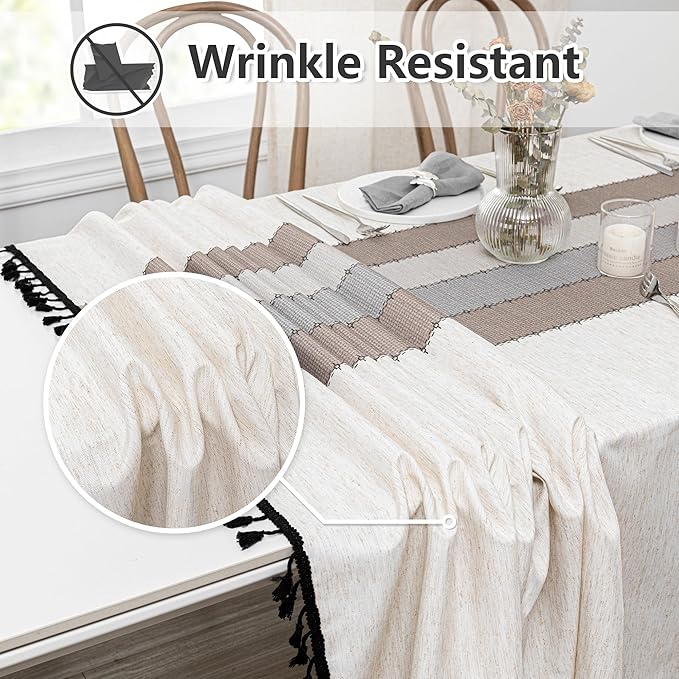 MYSKY HOME Table Cloth 60x84 in Rectangle, Heavy Duty Linen Look Waterproof - Image 5