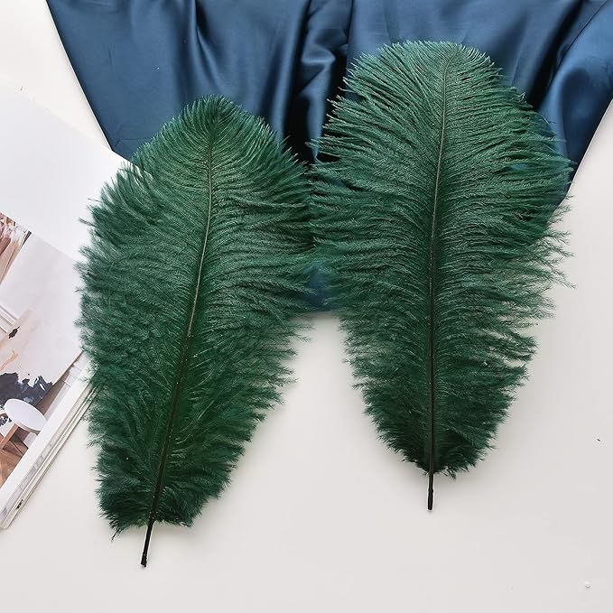 Ballinger Blackish Green Ostrich Feathers Bulk- 24pcs 12-14inch Big Feathers - Image 4