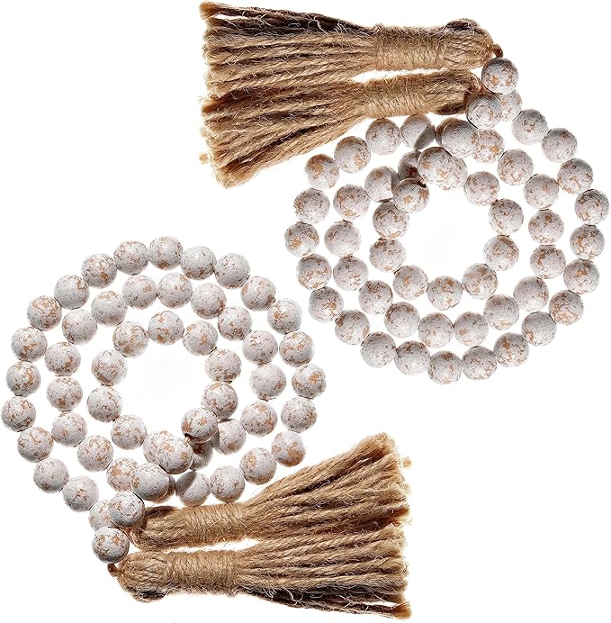 Farmhouse Wood Bead Garland Set of 2 by MainEventUSA