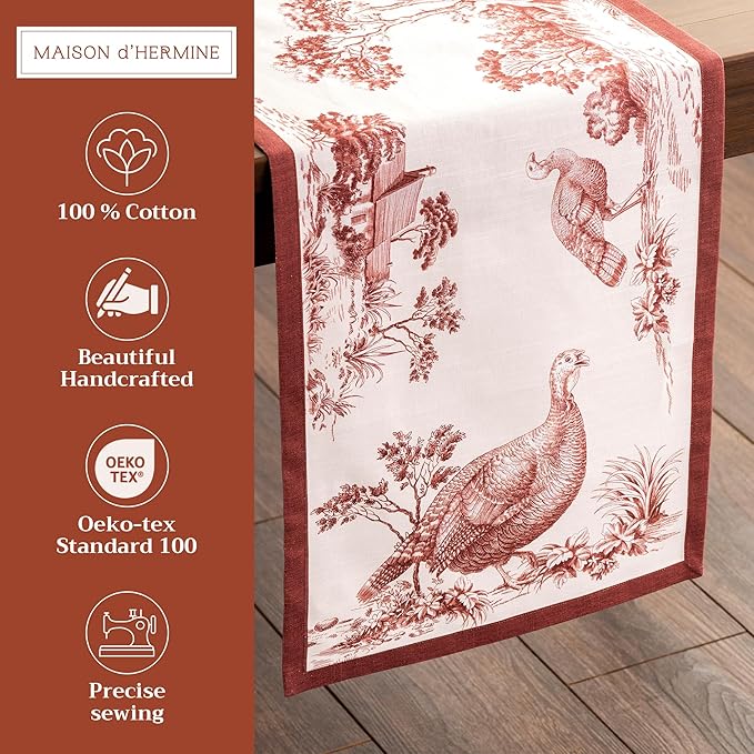 Maison d' Hermine Table Runner 100% Cotton Single Layer Table Runners 60 inches - Image 2