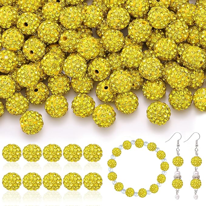 105pcs 10mm Rhinestone Beads for Jewelry Making, Sparkle Crystal Clay Christmas by TINKRSTUFF