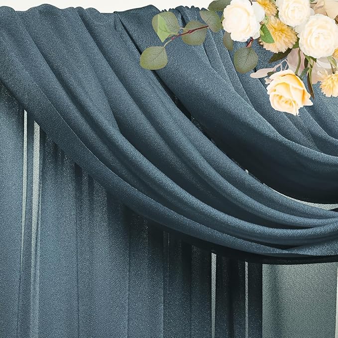 Wokceer Wedding Arch Draping Fabric Grey Blue 28.7" x 20FT Sheer Drapes Backdrop - Image 6