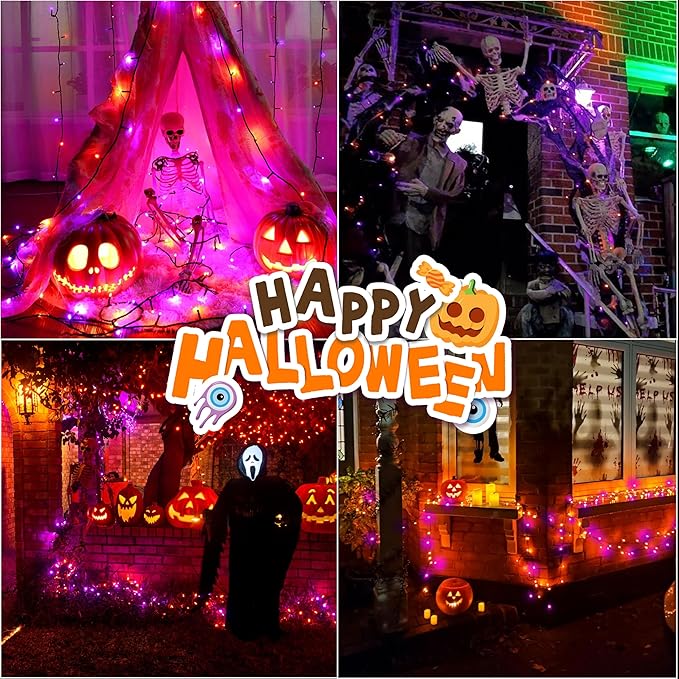 LAMPHOME 33ft Halloween Decorative Mini Lights, 100 LED Transparent Wire Fairy - Image 6
