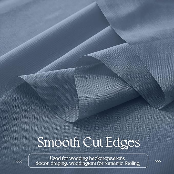 VACVELT Wedding Arch Draping Fabric Dusty Blue Chiffon, 2 Panels Sheer Drapes - Image 6