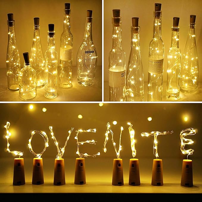 Wine Bottle Lights with Cork, LoveNite 10 Pack Battery Operated Bright LED - Image 4