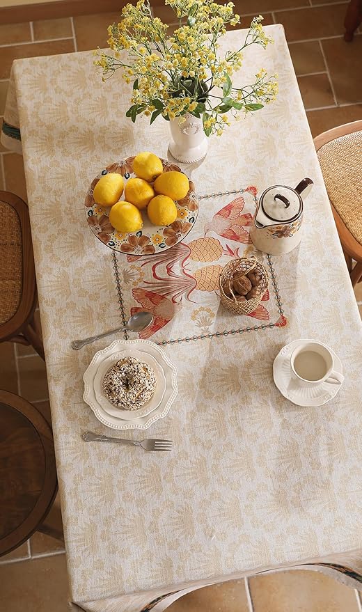 patdrea Designer Rectangle Linen Table Cloth, Vintage Anti-Wrinkle Durable - Image 8