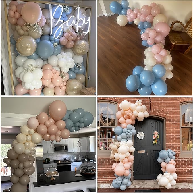 Gender Reveal Balloon Arch Kit 115Pcs Dusty Blue Blush Balloons Garland Boho - Image 6