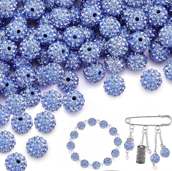 200pcs 10mm Light Sky Blue Rhinestone Beads by TINKRSTUFF