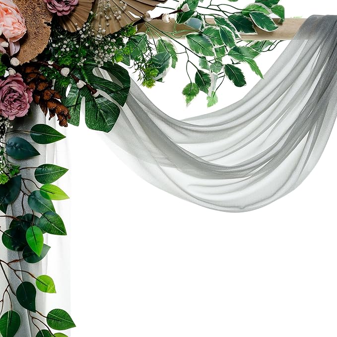 VDS Pack of 2 Panel Wedding Arch Draping Fabric Sheer Chiffon Fabric Drapery - Image 3