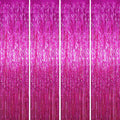 4 Pack Pink Foil Fringe Backdrop Curtains, Tinsel Streamers Birthday Party by Voircoloria