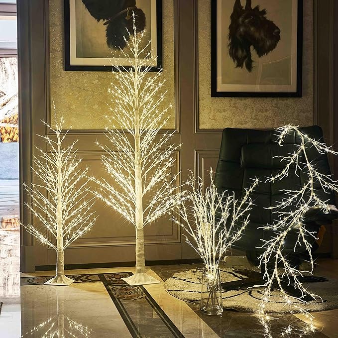Hairui Lighted Birch Garland 6FT 120 LED Fairy Lights Plug in Pre-lit Twig Vine - Image 4