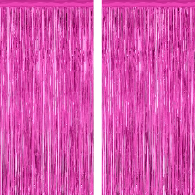 2 Pack Hot Pink Party Decorations, 3.28 FT x 7.05 FT Hot Pink Backdrop by ZATAYE