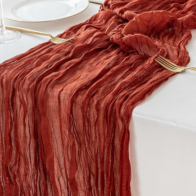 Sioloc Terracotta Table Cloth Cheesecloth Table Runner 10ft Rustic by HEALTHYCOMFORTLIFE