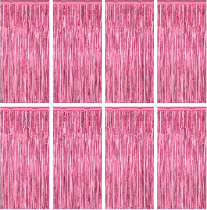 8 Pack Pink Backdrop, 3.28 FT x 7.05 FT Pink Birthday Decorations, Metallic by ZATAYE