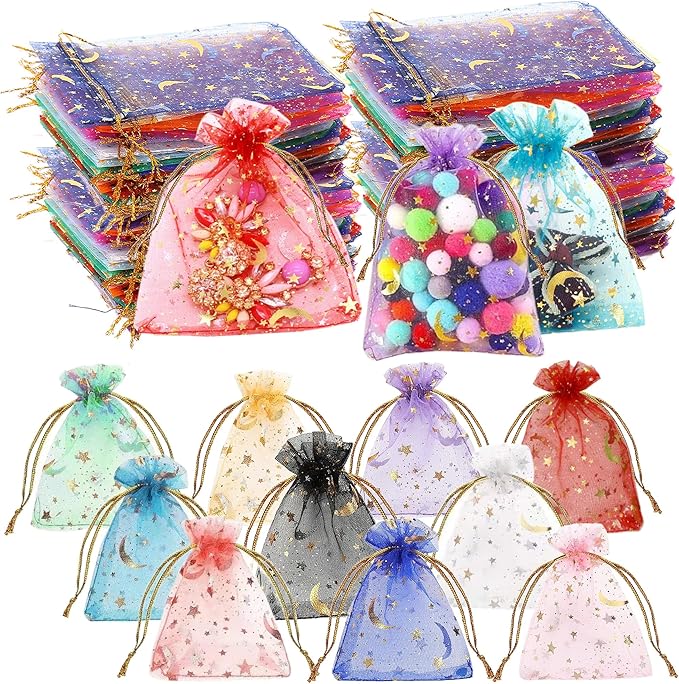 500 Pcs Moon Star Organza Jewelry Candy Bags Wedding Favor 2.8x3.5 Inch by MOSIOBERDAVIAN