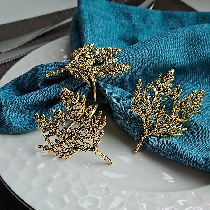Set of 6 Gold Branch Design Napkin Rings - Image 2