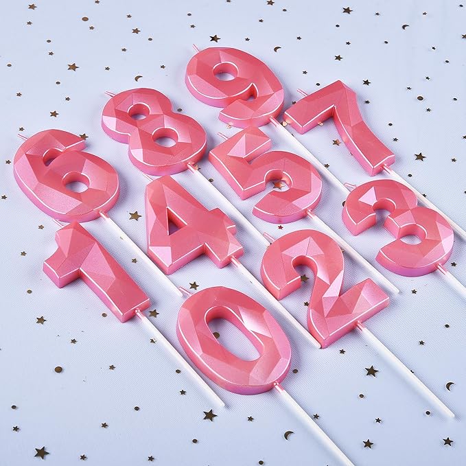 PHD CAKE 2.76 Inch Crystal Pink 3 Number Birthday Candles, Cake Number Candles - Image 3