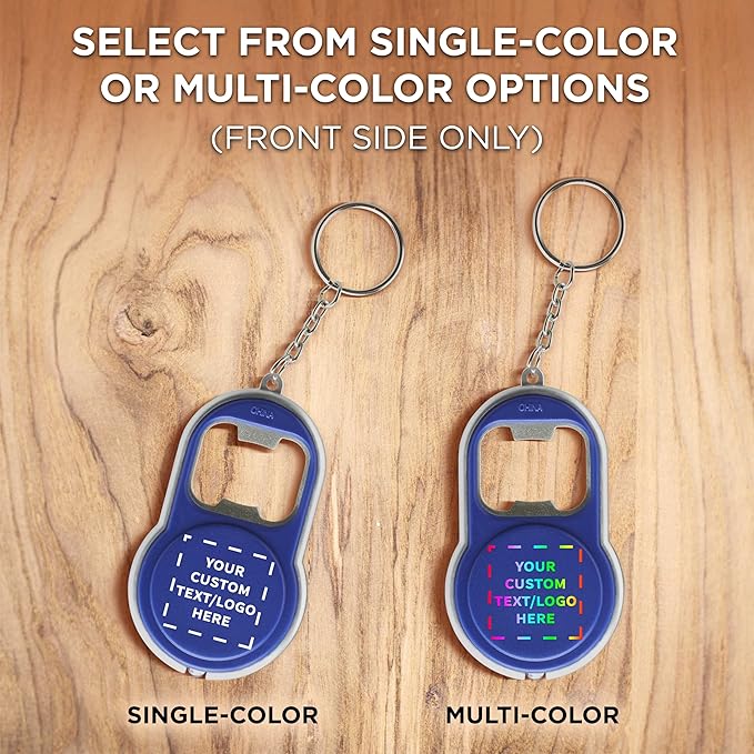 DISCOUNT PROMOS Custom Bottle Opener & LED Keychains Set of 100, Personalized - Image 6