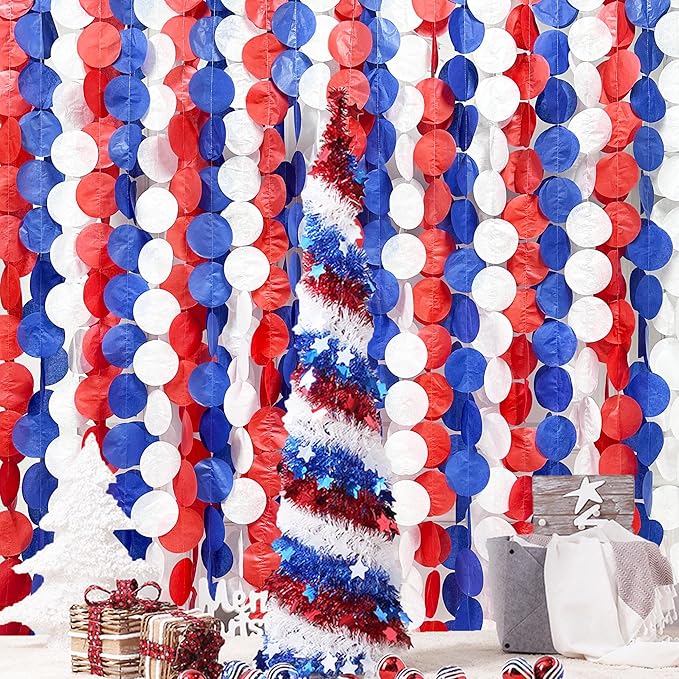 192Ft Royal Blue Red White Party Decorations Big Circle Dots Tissue Paper - Image 5