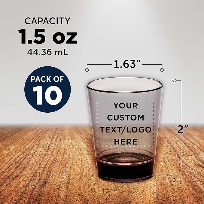 Custom Translucent Plastic Shot Glasses 1.5 oz. Set of 10, Personalized Bulk - Image 5