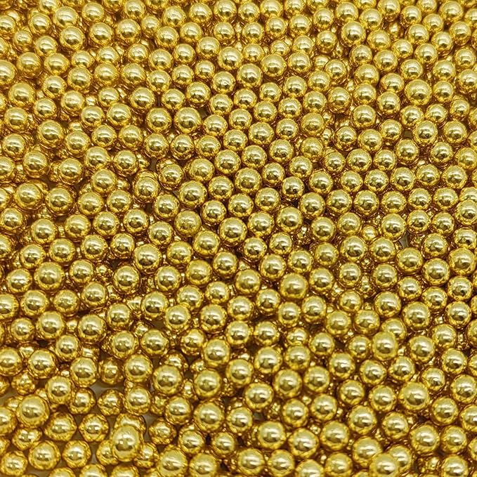 Edible Super Gold Pearl Sugar Sprinkles Candy 4mm Mini Pearls Cake Decorations - Image 3