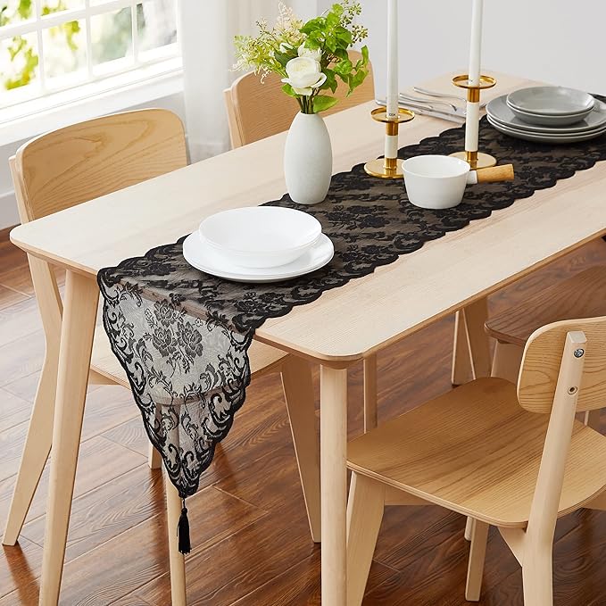LinenZone Black Table Runner by LinenZone
