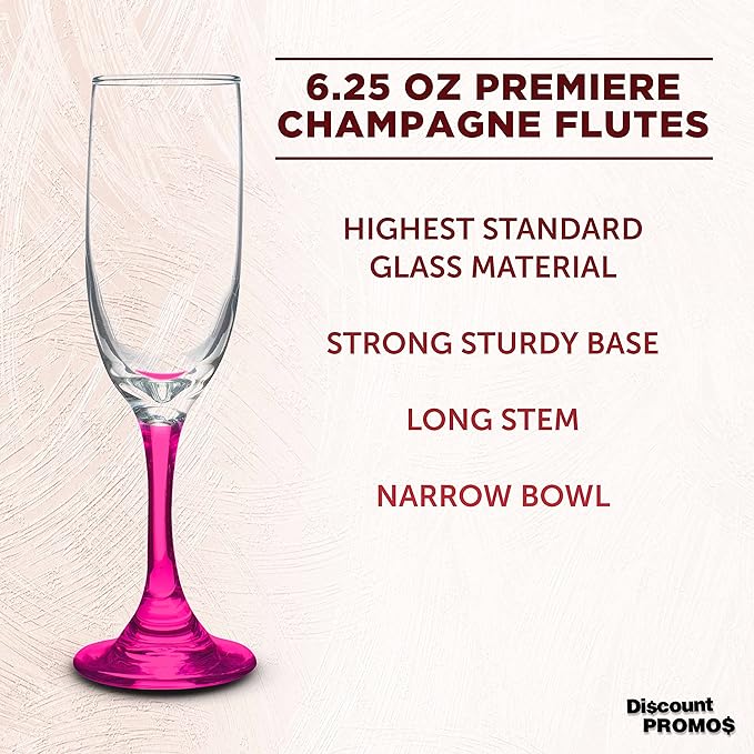 DISCOUNT PROMOS Premiere Champagne Flutes 6.25 oz. Set of 10, Bulk Pack - Image 3