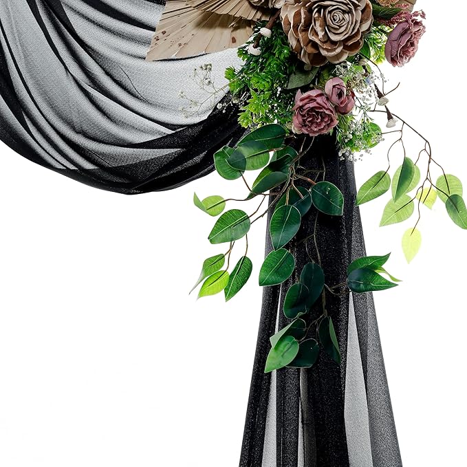 VDS Pack of 2 Panel Wedding Arch Draping Fabric Sheer Chiffon Fabric Drapery - Image 4
