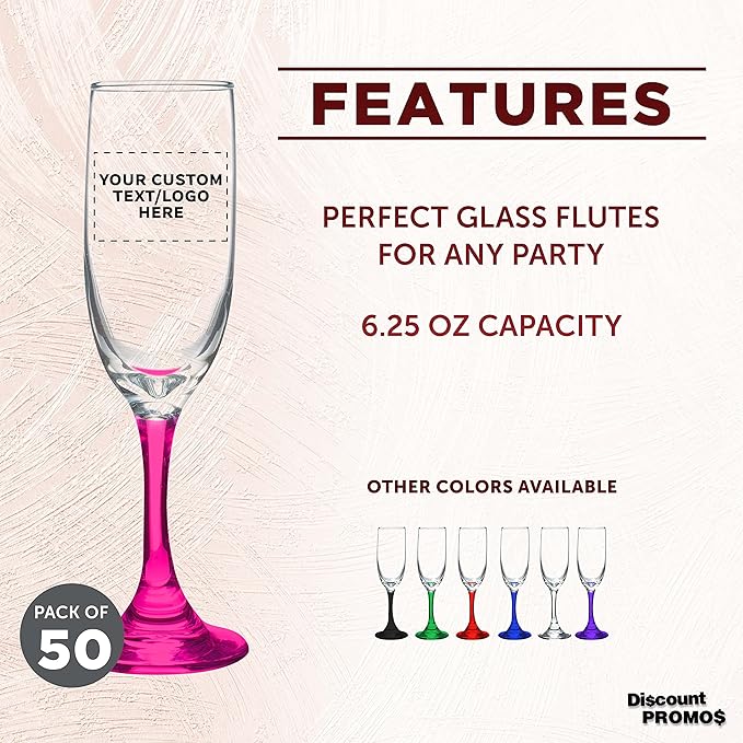 DISCOUNT PROMOS Custom Premiere Champagne Flutes 6.25 oz. Set of 50, - Image 2