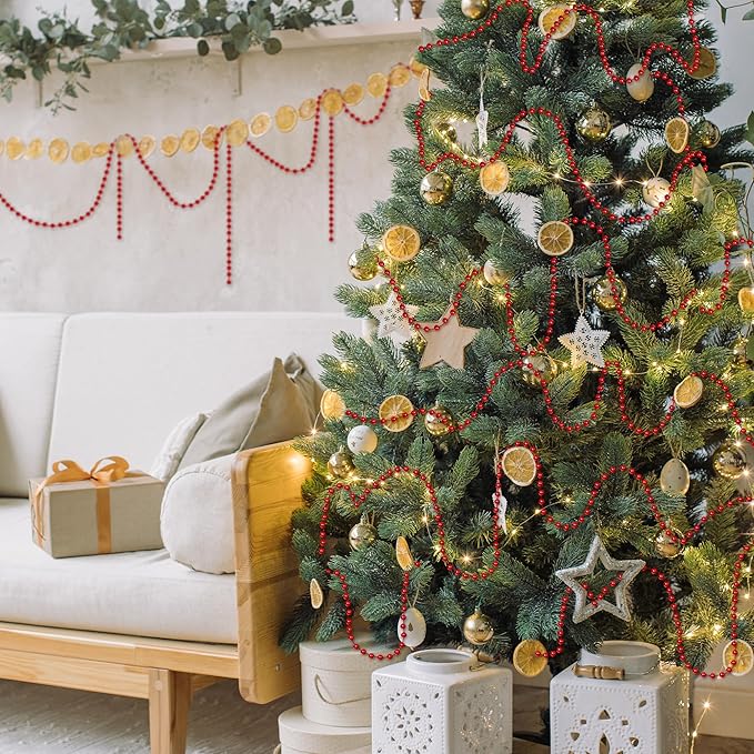 100 Feet Christmas Tree Decorations, Christmas Red Hanging Beads Garland Chain - Image 4