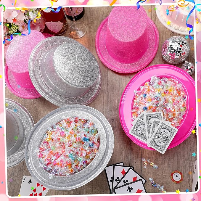 Hillban 24 Pcs Halloween Glitter Top Hat Bowler - Image 2