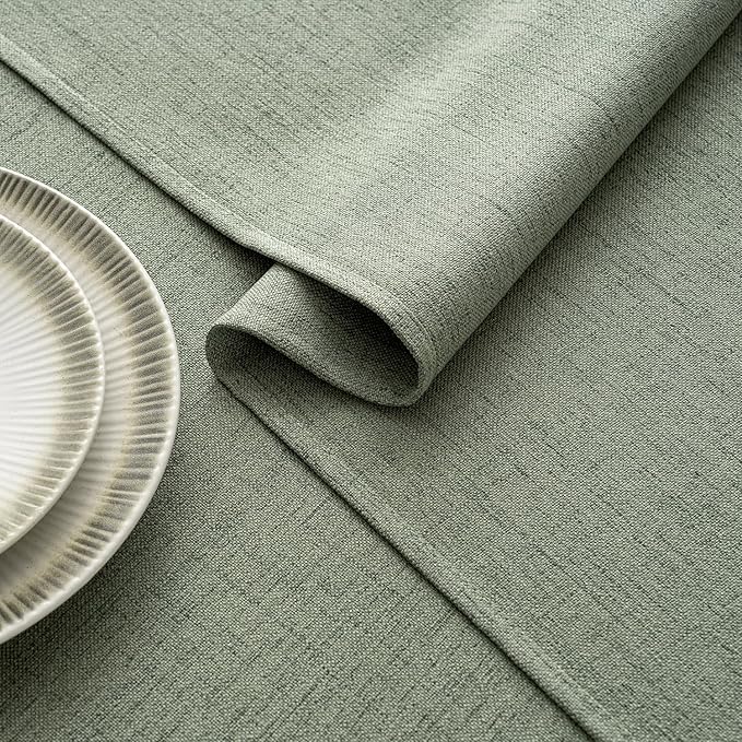MIULEE Sage Green Linen Tablecloth 60x84 Inch Rectangle Table Cloth Waterproof - Image 3
