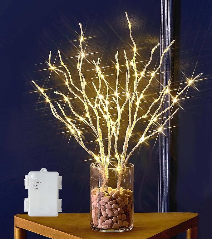 Hairui Lighted Birch Branches 18IN 70 White Willow LED Battery Operated - Image 8