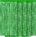 5 Pack Green Fringe Backdrop 3.2ft x 8.2ft Foil Curtain Tinsel Fringe Curtains by Ohiyoo