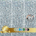 TONIFUL 3Pcs Wavy Metallic Tinsel Foil Fringe Curtains Silver Streamer Backdrop by TONIFUL