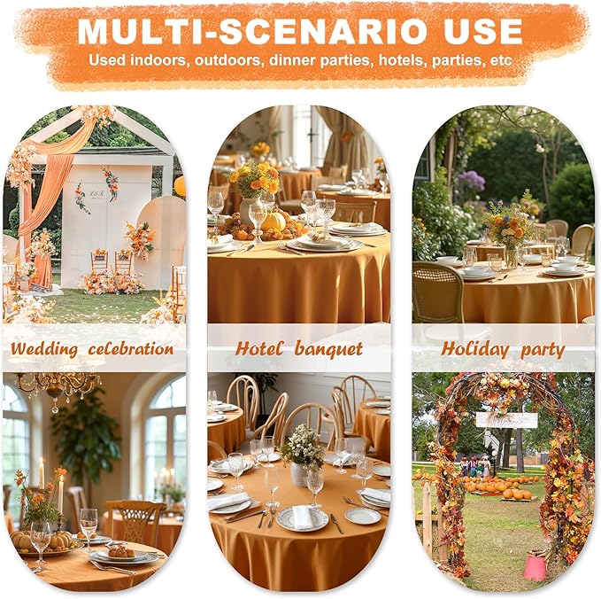 sancua 6 Pack Round Tablecloth 90 Inch, Stain and Wrinkle Resistant Fall Table - Image 8