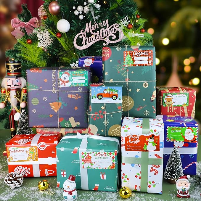 500 PCS Christmas Gift Tags, Christmas Name Tags Stickers Roll, Self-Adhesive - Image 6