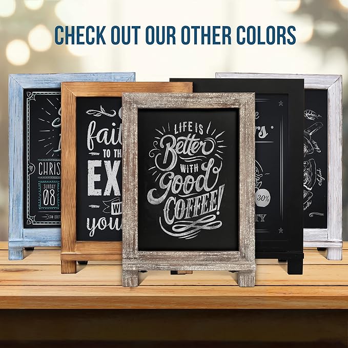 HBCY Creations Rustic Blue Wood Tabletop Chalkboard - Image 9