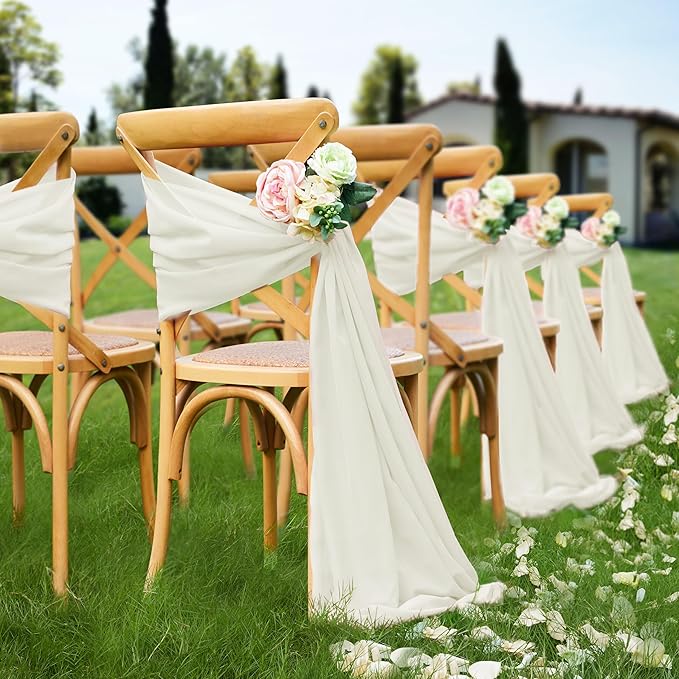 VACVELT Wedding Arch Draping Fabric, Ivory Chiffon, 1 Panel Sheer Drapes - Image 3