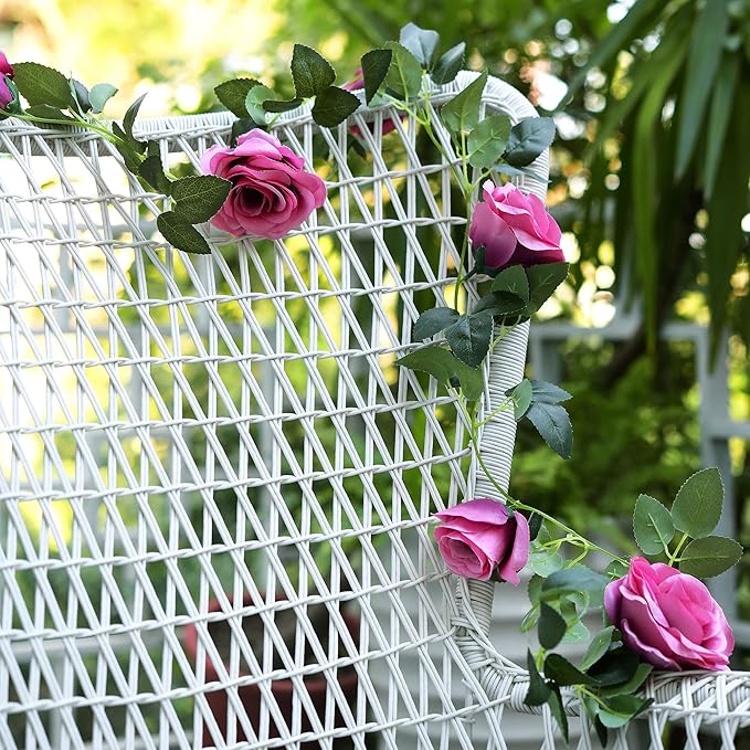 FiveSeasonStuff 29 Ft 4 Pack Rose Silk Flower Garland Artificial Flowers - Image 7