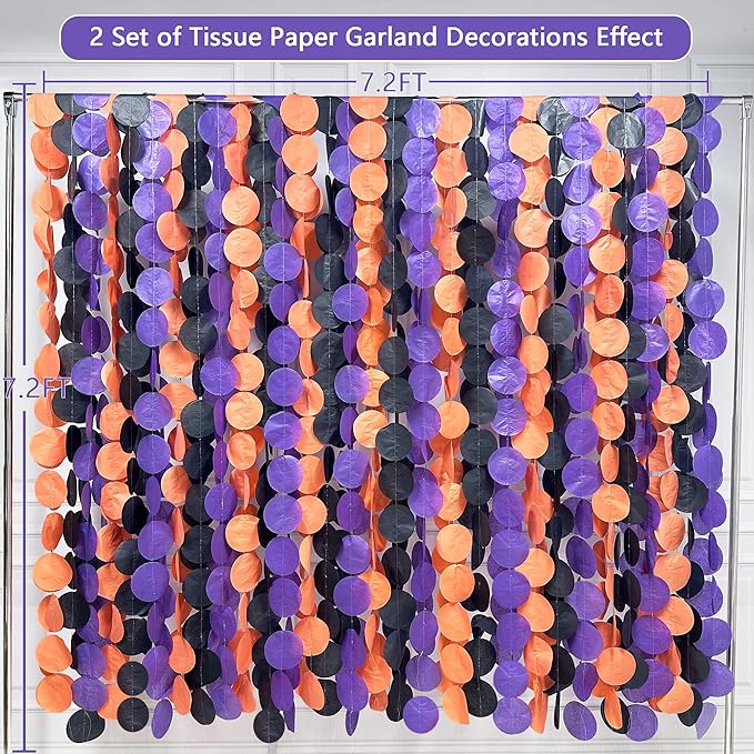 192 Ft Orange Purple Black Party Decorations Polka Dots Streamer Garland - Image 3