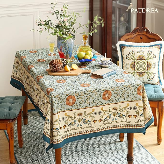 patdrea Designer French Linen Blue Tablecloth - Image 9