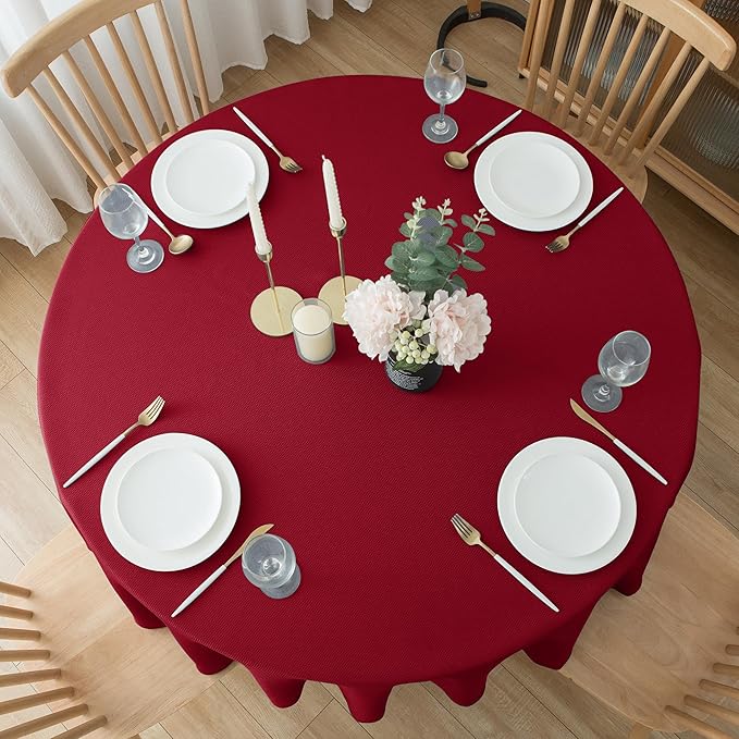 Biscaynebay 6 Pack Textured Fabric Round Tablecloths 60", Parties etc Machine - Image 7