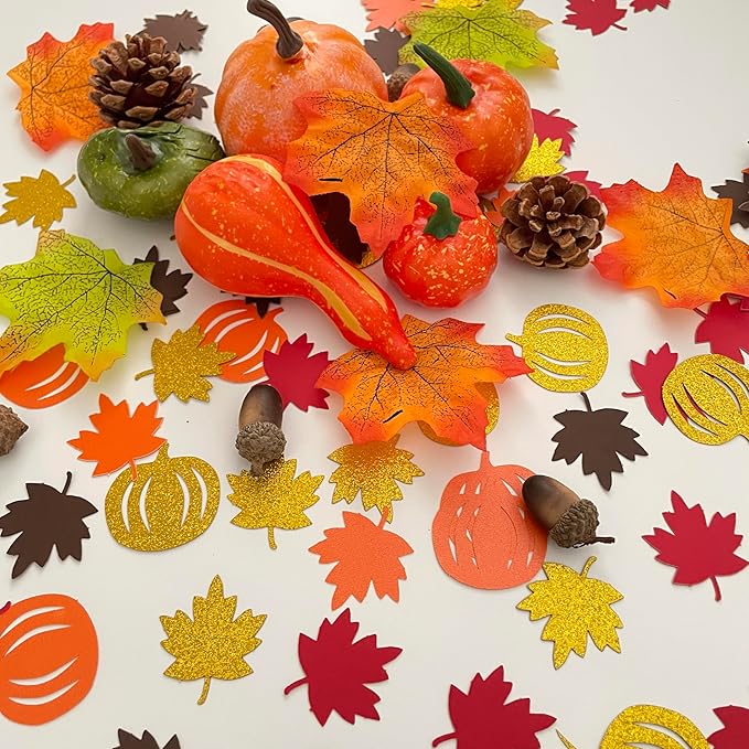200 Pcs Fall Confetti Glitter Fall Maple Leaf Shape Autumn Thanksgiving Table - Image 3