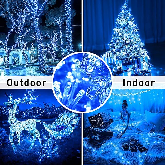 JMEXSUSS 163 FT 500 LED Blue Christmas Lights Outdoor, Waterproof Blue String - Image 4