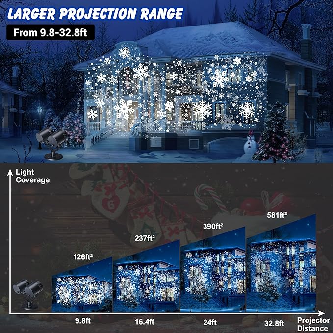 Snowflake Projector Lights, Christmas Decorations Lighting Projector, - Image 5