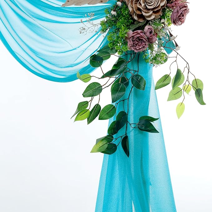 VDS Pack of 2 Panel Wedding Arch Draping Fabric Sheer Chiffon Fabric Drapery - Image 2