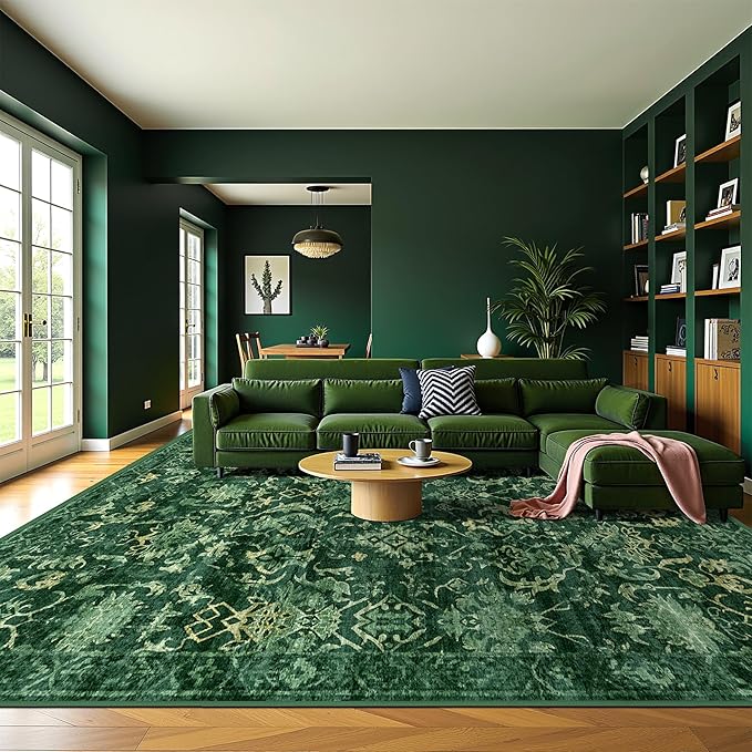 Deerly Dark Green Area Rugs 10x12 - Image 2