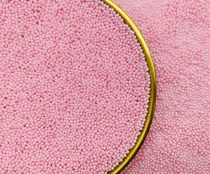 Edible Pink Pearl Sugar Sprinkles Candy 2mm Mini Pearls Cake Decorations - Image 2