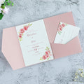 20 PCS Blush Pink Tri-fold Laser Cut Wedding Invitation Pockets by FEIYI